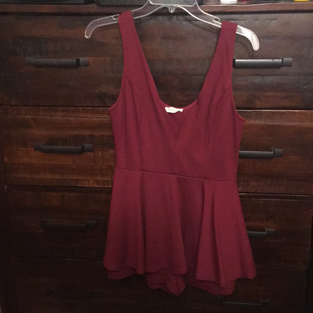 Burgundy Sugarcloth Romper
